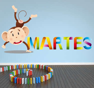 Adesivo bambini giorno settimana martedi - TenStickers