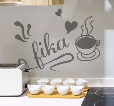 Fika kaffe köksdrink klistermärke - Tenstickers