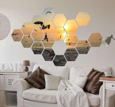 Mosaic hexagonal headboard sticker - TenStickers