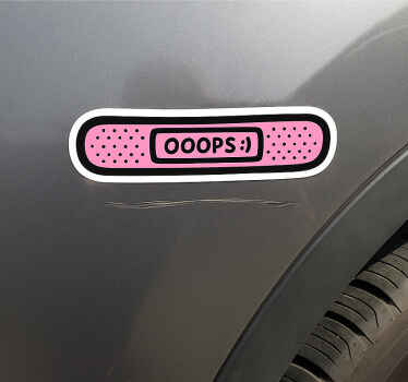 Car sticker pink "oops" band-aid - TenStickers