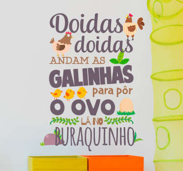 Autocolantes com texto doidas andam as galinhas - TenStickers