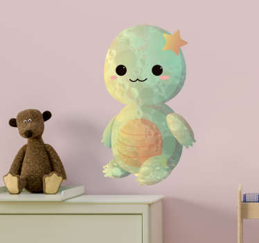 Baby turtle drawing fish wall sticker - TenStickers