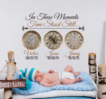 Clock Births Customisable Wall Sticker - TenStickers