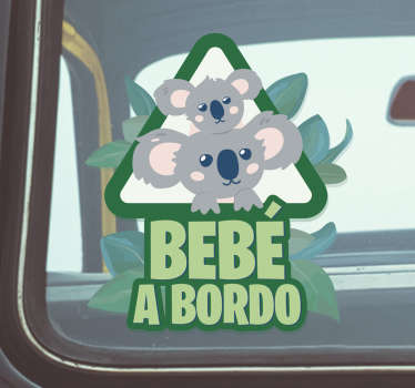 Pegatina bebé a bordo Eucalipto y koala - TenVinilo
