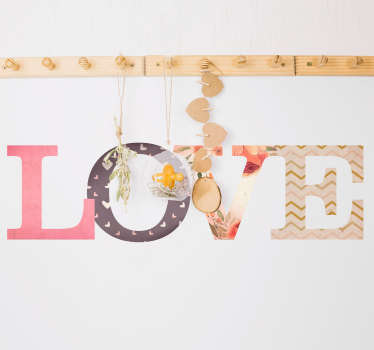 Sticker de amor Love textura rosa - TenVinilo