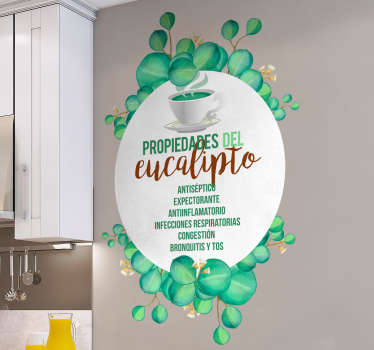 Vinilo frase propiedades eucalipto - TenVinilo