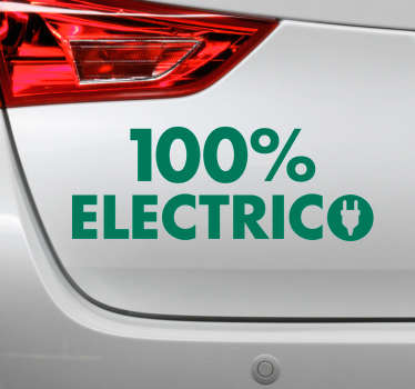Vinilo coche frase 100% eléctrico - TenVinilo