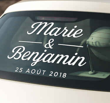 Car sticker with custom wedding names - TenStickers