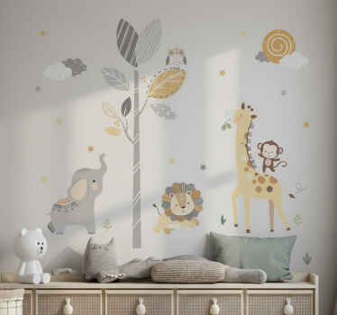 Vinilo pared animales de la jungla nocturna - TenVinilo