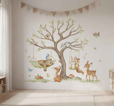 Vinilo pared animales del bosque tranquilos - TenVinilo