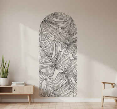 Wandtattoo abstraktes bogen mit blättern - TenStickers