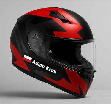 Naklejki na kask motocyklowy flaga polski z podpisem - TenStickers