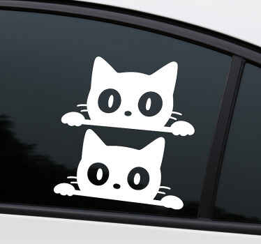 Car sticker cute cat twins - TenStickers
