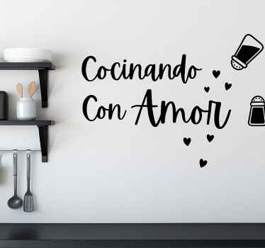 Vinilo para cocina cocinando de amor - TenVinilo