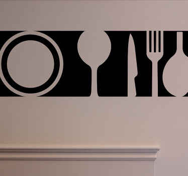 Vinilo para cocina diseño de cubiertos silhouette - TenVinilo