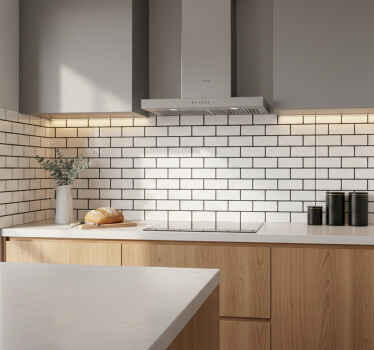 Kitchen tile sticker with white and black grout effect - TenStickers