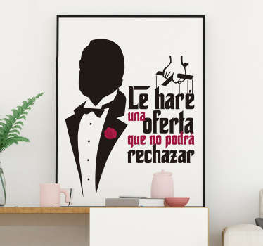 Vinilo formado por una frase célebre de la película "El Padrino": "Le haré una oferta que no podrá rechazar". Descuentos para nuevos usuarios.