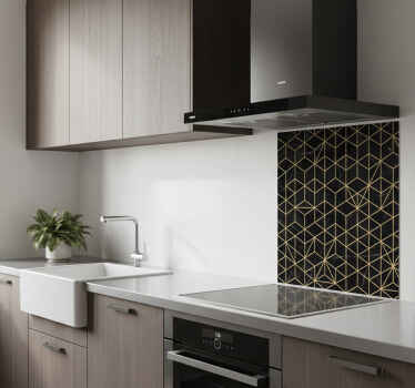 Kitchen tile sticker luxurious black with gold trim - TenStickers