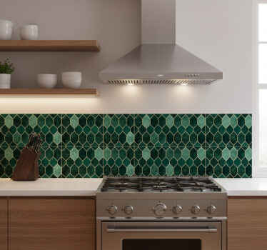 Tile decal for bathroom green scale gold outline - TenStickers