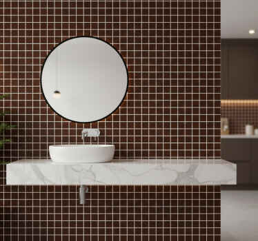 Bathroom tile sticker mini chocolate brown mosaics - TenStickers