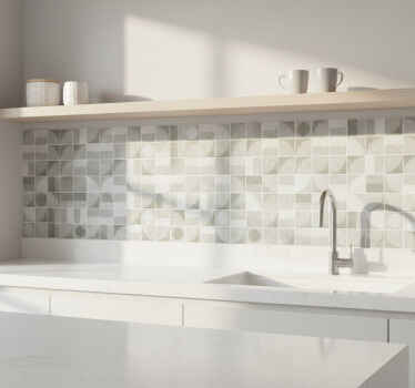 Bathroom tile sticker abstract grey interlocking shapes - TenStickers