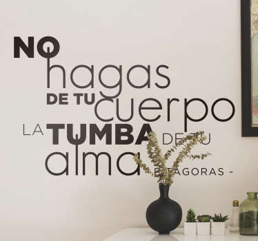 Vinilo pared frase filosófica de Pitágoras - TenVinilo