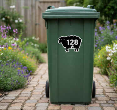Wheelie bin sticker custom house counting sheep - TenStickers