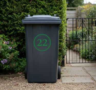 Wheelie bin sticker classic green house number - TenStickers