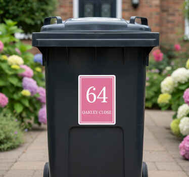 Recycling decal for bin traditional pink home address - TenStickers