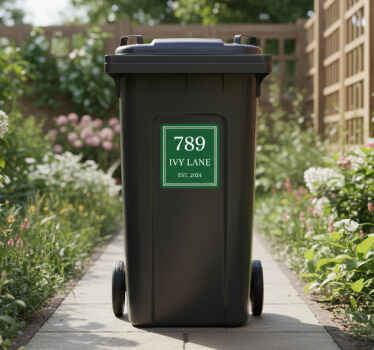 Wheelie bin sticker traditional green home address - TenStickers