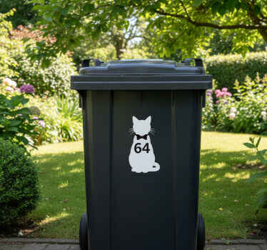 Wheelie bin sticker elegant house no. cat - TenStickers