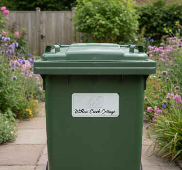 Wheelie bin sticker custom cursive home address - TenStickers