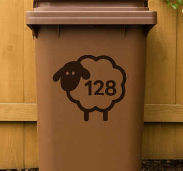 Wheelie bin sticker custom brown counting sheep - TenStickers