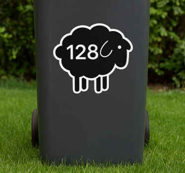 Wheelie bin sticker custom counting sheep grass - TenStickers