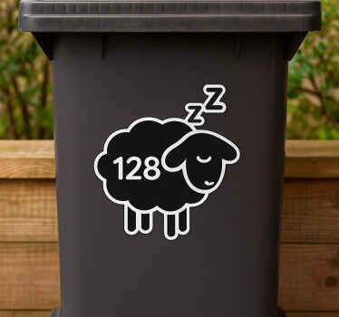 Wheelie bin sticker custom sleepy counting sheep - TenStickers
