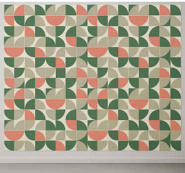 Sticker for tile pink green geometric patterns - TenStickers
