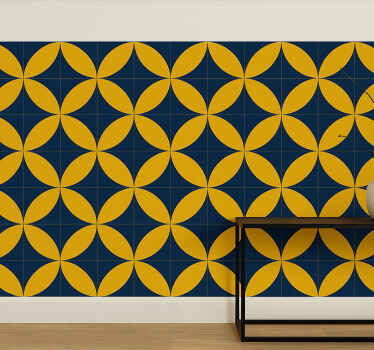 Sticker for tile midnight yellow semi circles - TenStickers