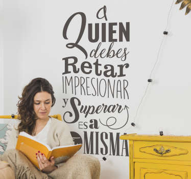 Vinilo pared frase motivación personal femenino - TenVinilo