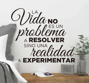 Vinilo pared frase la vida es para experimentar - TenVinilo