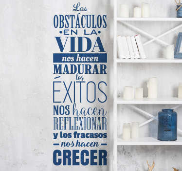 Vinilo pared frase obstáculo, éxito y fracaso - TenVinilo