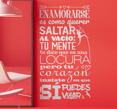 Vinilo pared frase enamorarse es poder volar - TenVinilo