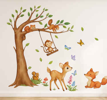 Nursery room wall decal lively baby forest animals - TenStickers