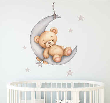 Nursery room wall decal sleepy moon baby bear - TenStickers