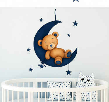 Nursery room wall decal navy blue sleeping bear - TenStickers