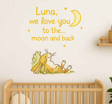 Nursery room wall decal yellow name moon & back - TenStickers