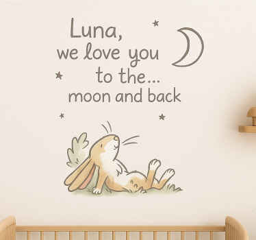Nursery room wall decal grey name moon and back - TenStickers