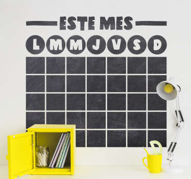 Pizarra adhesiva tiza planificación mensual - TenVinilo