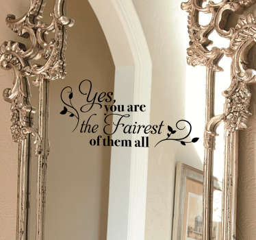 Fairest of them all text mirror sticker - TenStickers