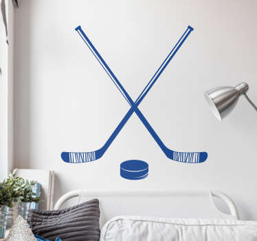 Hockey Sticks and Puck Home Wall Sticker - TenStickers