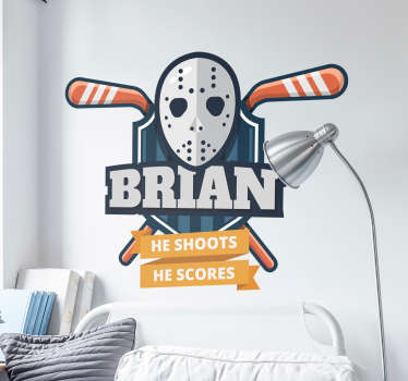 Sticker Sport Masque de hockey et scores - TenStickers